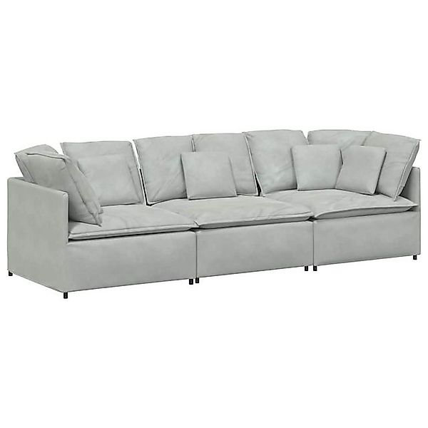 vidaXL Sofa Modulares Sofa mit Kissen Samt Hellgrau günstig online kaufen