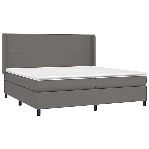 vidaXL Boxspringbett mit Matratze & LED Grau 200x200 cm Kunstleder 3139287 günstig online kaufen