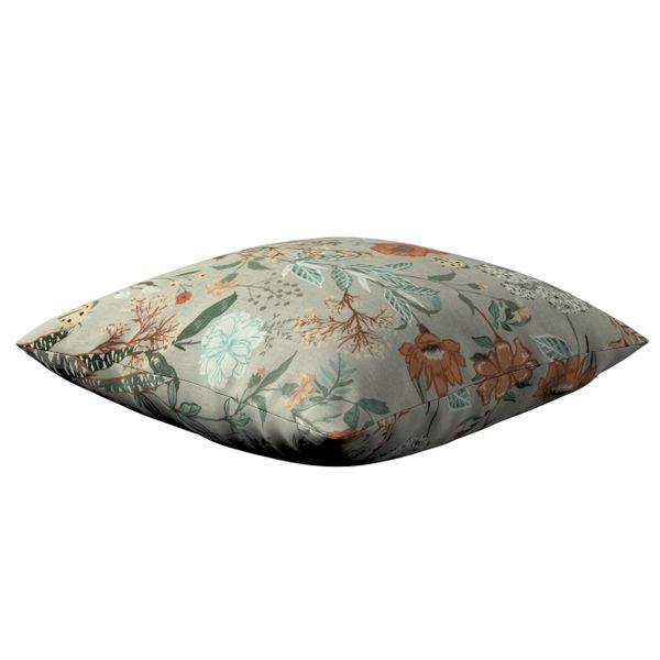 Kissenhülle Mia, grau-orange-grün, 60 x 60 cm, Flowers (143-70) günstig online kaufen