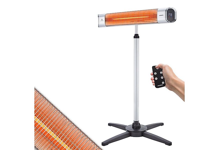 Arebos Heizstrahler Infrarot mit Fernbedienung & Standfuß, 2000W günstig online kaufen