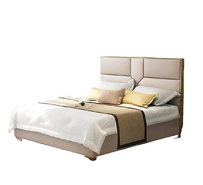 JVmoebel Bett Luxus Design Leder Bett Metall Gold Betten Polster Hotel 180x günstig online kaufen