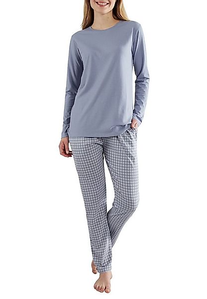 GÖTZBURG Pyjama GÖTZBURG Damen Pyjama blau kariert (1 tlg) günstig online kaufen