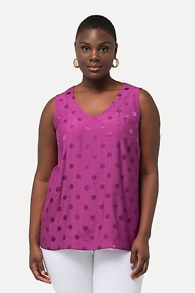 Ulla Popken Spitzenbluse Blusentop Jacquard-Punkte V-Ausschnitt günstig online kaufen