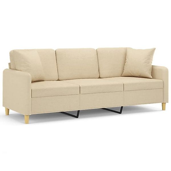 vidaXL Sofa, 3-Sitzer-Sofa mit Zierkissen Creme 180 cm Stoff günstig online kaufen