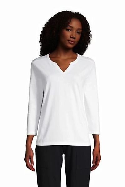 Supima-Shirt mit Tunika-Ausschnitt, Damen, Größe: 48-50 Normal, Weiß, Baumw günstig online kaufen
