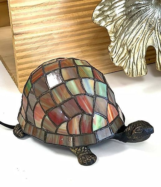 Tiffany-Leuchte Schildkröte Tiffanylampe Tischlampe Tischleuchte Rot Bunt günstig online kaufen