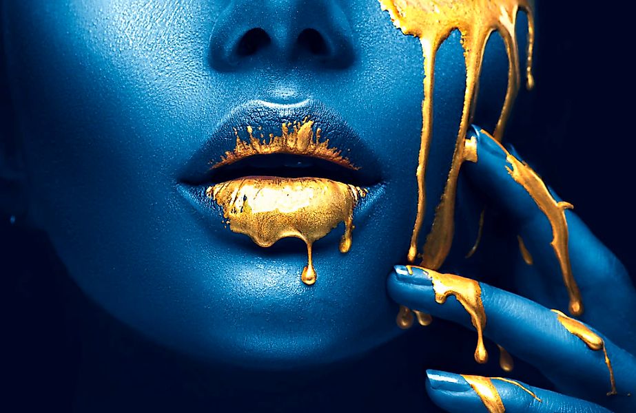 Papermoon Fototapete "GOLDENE LIPPEN-SCHMUCK ART DESIGN ABSTRAKT MUSTER KUN günstig online kaufen
