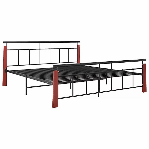 vidaXL Bettgestell Bettgestell Metall und Massivholz Eiche 180x200 cm Doppe günstig online kaufen