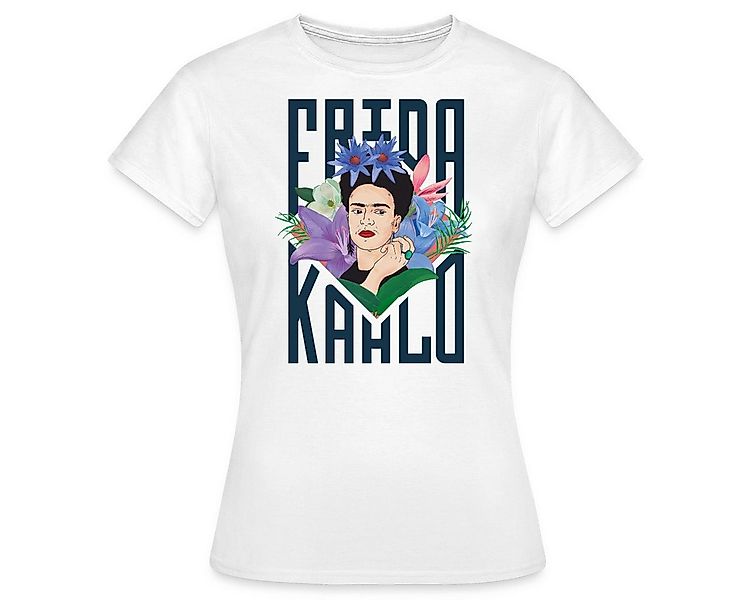 Spreadshirt T-Shirt Frida Kahlo Mit Blumenkranz Portrait Frauen T-Shirt (1- günstig online kaufen