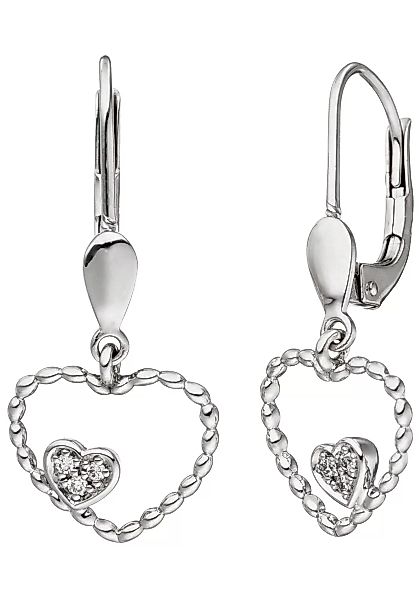 JOBO Paar Ohrhänger "Herzen", 585 Weißgold mit 6 Diamanten günstig online kaufen