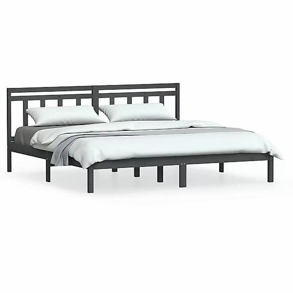 Vidaxl Massivholzbett Grau Kiefer 200x200 Cm günstig online kaufen