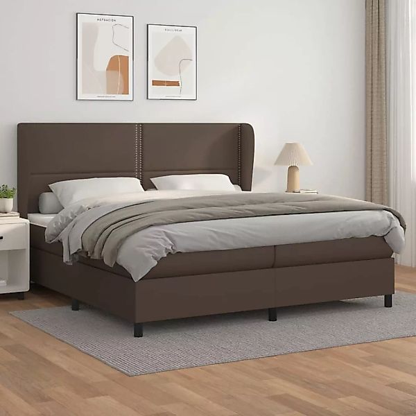 Vidaxl Boxspringbett Mit Matratze Braun 200x200 Cm Kunstleder günstig online kaufen