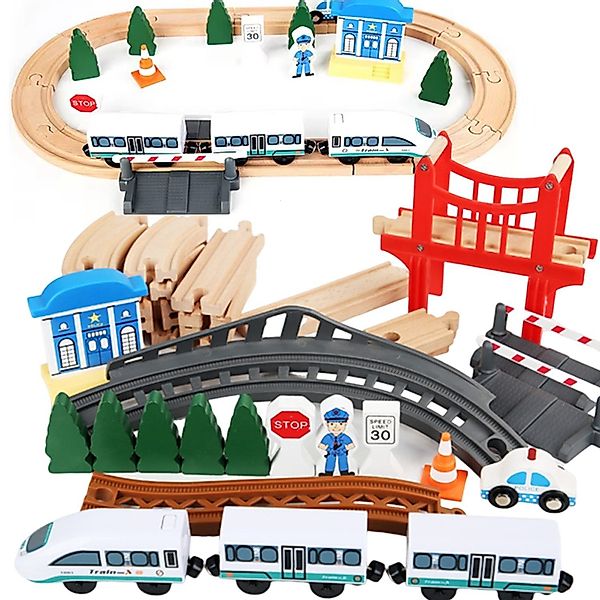 POPOLIC Spielzeugeisenbahn-Set Holzbahn-Set für Kinder umweltfreundlich, günstig online kaufen