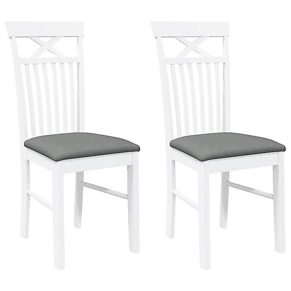 vidaXL Esszimmerstühle mit Kissen 2 Stk Weiß Massivholz Gummibaum 4102413 günstig online kaufen