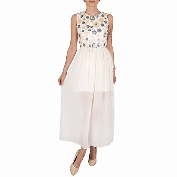 Sarcia.eu Maxikleid Cremefarbenes Maxi-Kleid mit Pailletten und freiem Rück günstig online kaufen