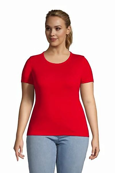 Kurzarm-Rippshirt mit Rundhalsausschnitt in großen Größen, Damen, Größe: 52 günstig online kaufen