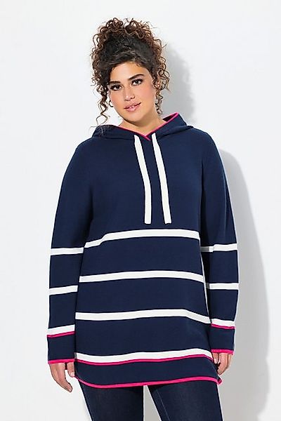 Ulla Popken Wollpullover Pullover Ringel Farbakzente Kapuze Langarm günstig online kaufen