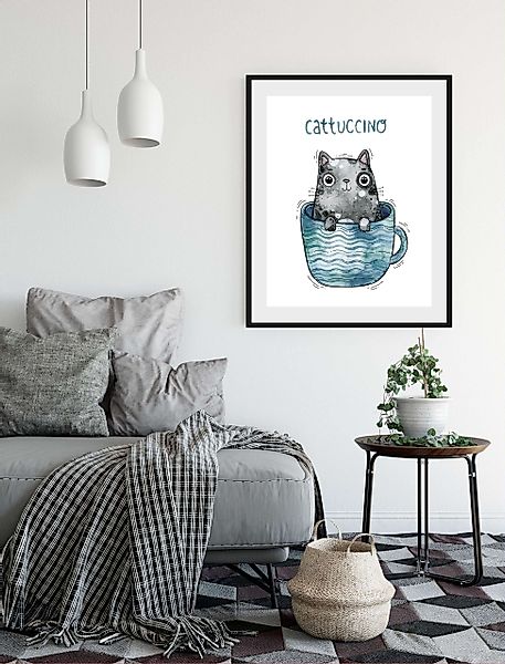 queence Bild »Cattucino«, Katze-Humor-Schriftzug-Kaffee-Kaffee Bilder, (1 S günstig online kaufen