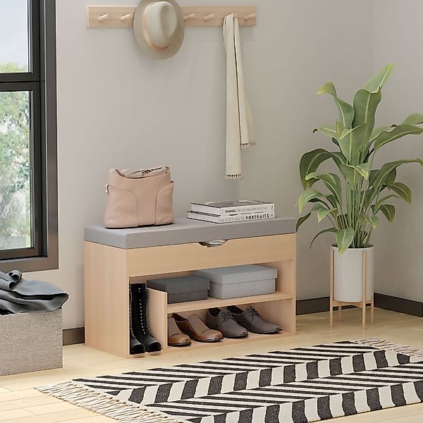 HOMCOM Schuhbank, Sitzbank, Sitztruhe, 2-in-1 Design mit Schuhregal, Verste günstig online kaufen
