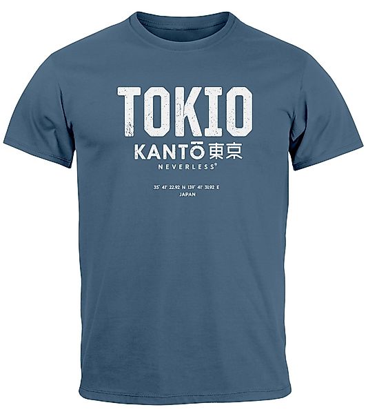 Neverless Print-Shirt Herren T-Shirt Frontprint Tokyo günstig online kaufen
