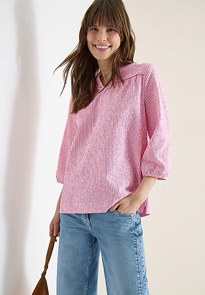 Cecil Hemdbluse 3/4-Arm-Bluse in Seersucker Qualität und Streifen-Optik günstig online kaufen