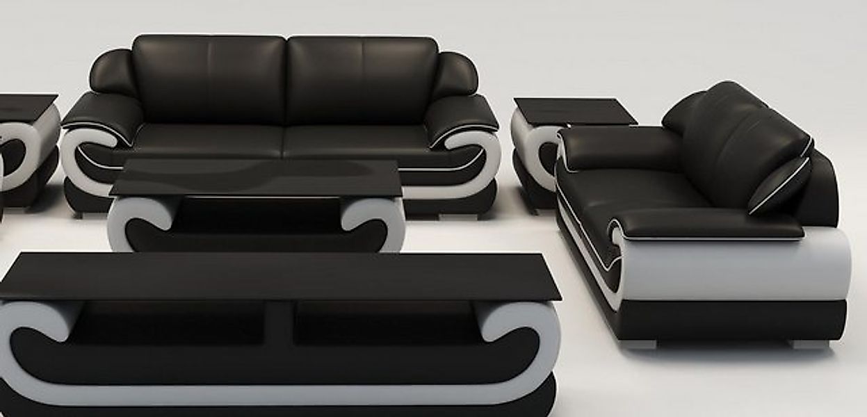 JVmoebel Sofa Schwarze Leder Wohnlandschaft 3+2 Sitzer Design Moderne Sofas günstig online kaufen