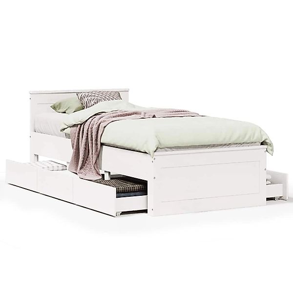vidaXL Massivholzbett ohne Matratze mit Kopfteil Weiß 75x190 cm 3308790 günstig online kaufen