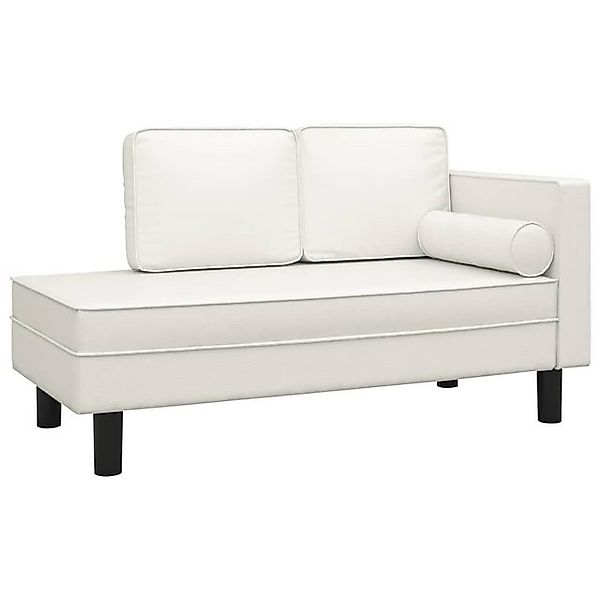 vidaXL Sofa Chaiselongue mit Kissen und Nackenrolle Creme Kunstleder günstig online kaufen