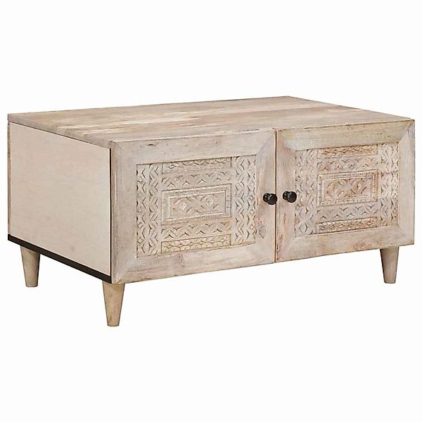 vidaXL Couchtisch mit Tür Beige 80 x 50 x 40 cm massives Mangoholz 4018121 günstig online kaufen