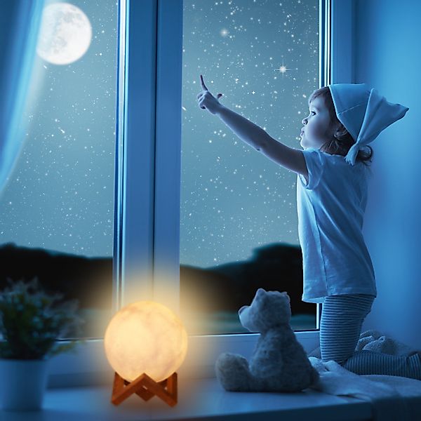 relaxdays LED Kugelleuchte Mondlampe 3D Farbwechsel günstig online kaufen