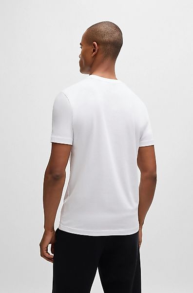 BOSS GREEN Rundhalsshirt Tee mit gummiertem Kontrast-Logo günstig online kaufen