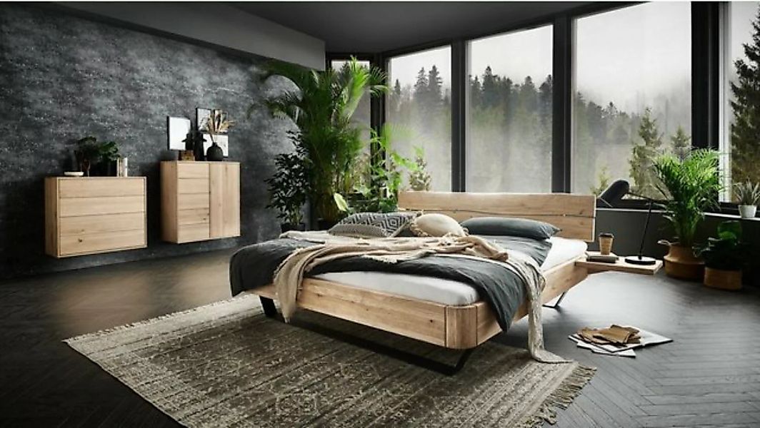Natur24 Einzelbett Sand Bett 160x200 Wildeiche Gebürstet Holzkopfteil Metal günstig online kaufen