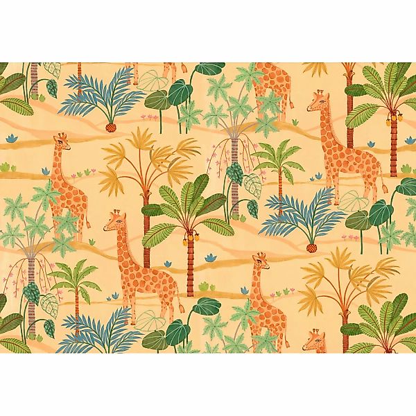 Sanders & Sanders Fototapete Giraffe Gelb Grün und Blau 400 x 280 cm 612146 günstig online kaufen