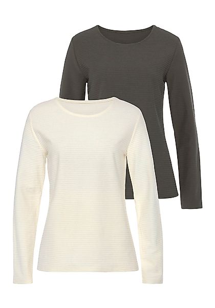 LASCANA Langarmshirt "mit Streifenstruktur", aus weicher Baumwoll-Qualität günstig online kaufen