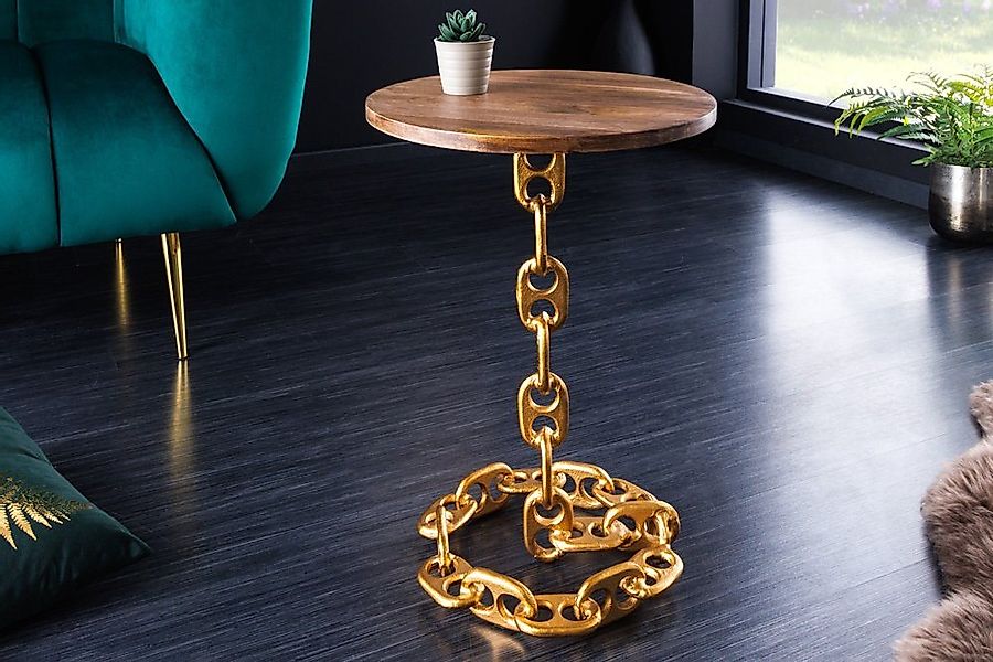 riess-ambiente Beistelltisch CHAINS 55cm gold / natur (Einzelartikel, 1-St) günstig online kaufen
