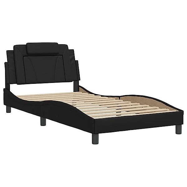 vidaXL Bett Bettgestell mit Kopfteil Schwarz 100x200 cm Kunstleder günstig online kaufen