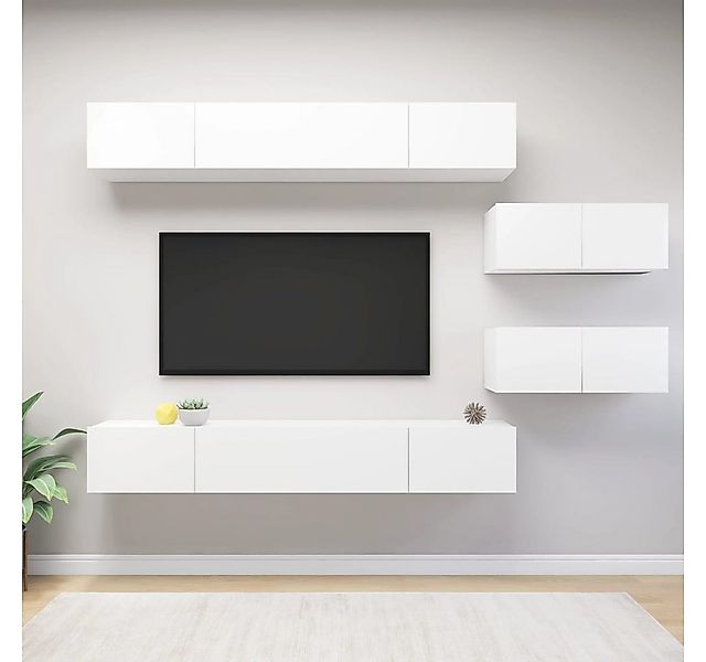 vidaXL TV-Schrank 6-tlg TV-Schrank-Set Weiß Spanplatte günstig online kaufen