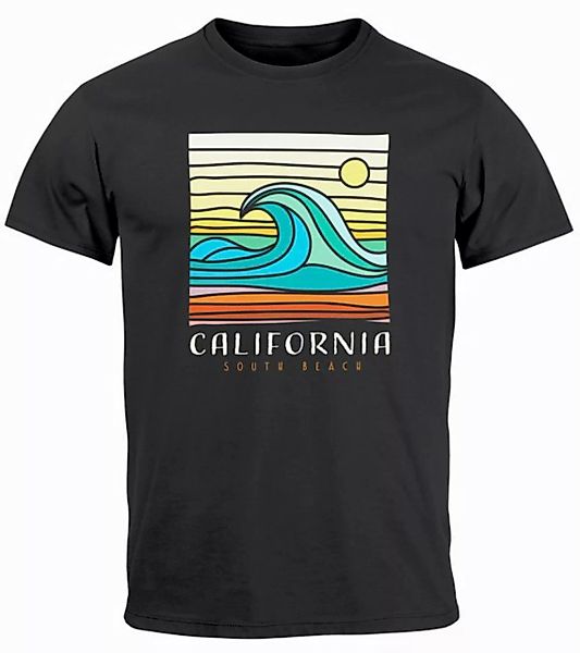 Neverless Print-Shirt Herren T-Shirt California South Beach Welle Wave Surf günstig online kaufen