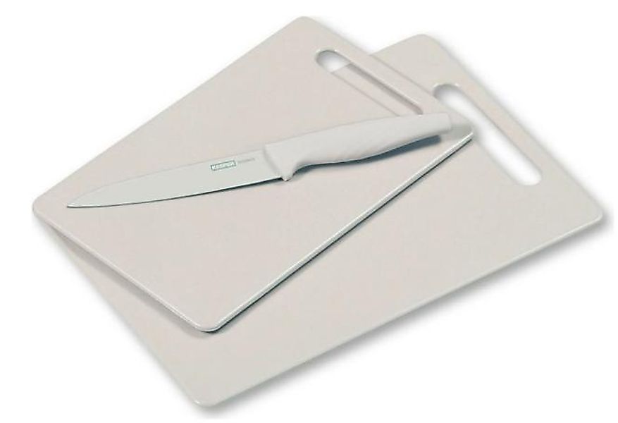 Schneidebrett 3er Set inkl. Messer 1 Stück KESPER Kunststoff  Hellgrau günstig online kaufen