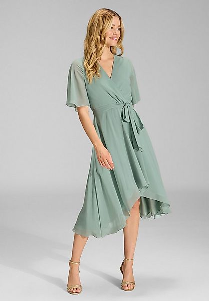 SWING Cocktailkleid - Chiffon Kleid in Wickel Optik mit Vokuhila Saum Taill günstig online kaufen