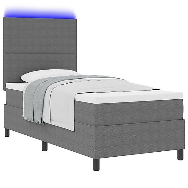 vidaXL Bett Boxspringbett mit Matratze & LED Licht Grau 80x200 cm Cordstoff günstig online kaufen