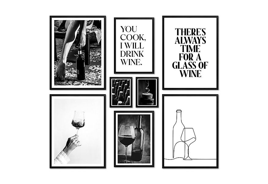 ARTFAVES Bilder-Collage Poster Set - WINE TIME - Deko Wandbilder food, schw günstig online kaufen