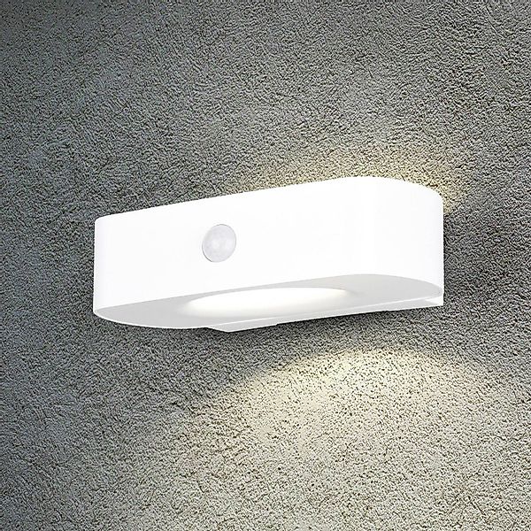 Solar-Wandleuchte Bilbao, weiß, Höhe 6 cm, Sensor, up/down günstig online kaufen