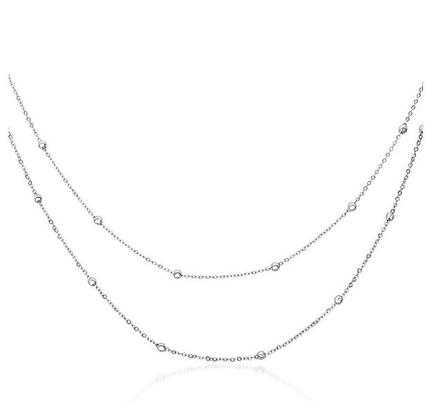 JEWLIX Edelstahlkette Zweireihige Damenkette in Silber geziert mit Kugeln N günstig online kaufen
