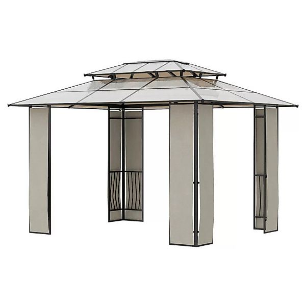 Outsunny Pavillon braun Aluminium B/H/L: ca. 300x275x365 cm günstig online kaufen