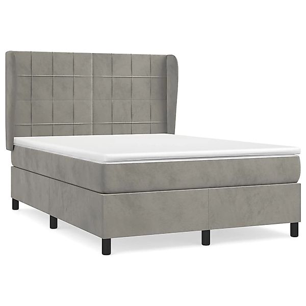 vidaXL Boxspringbett mit Matratze Hellgrau 140x200 cm Samt1372828 günstig online kaufen