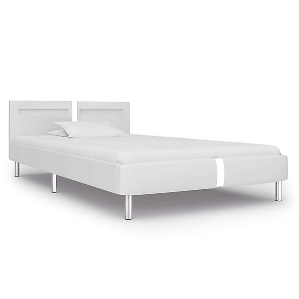 vidaXL Bettgestell mit LED Weiß Kunstleder 90x200 cm Modell 1615681 günstig online kaufen