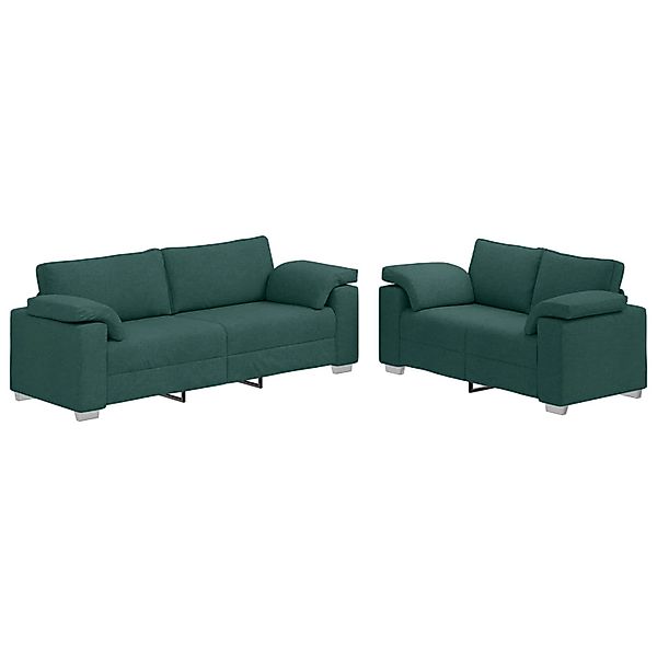 vidaXL Sofa-Set 2-Tlg Dunkelgrün 219 x 77 x 82 cm Stoff 3324745 günstig online kaufen
