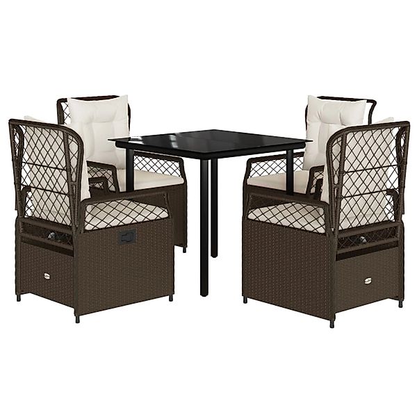 vidaXL 5-Tlg Garten-Essgruppe mit Kissen Braun Poly Rattan 3262979 günstig online kaufen