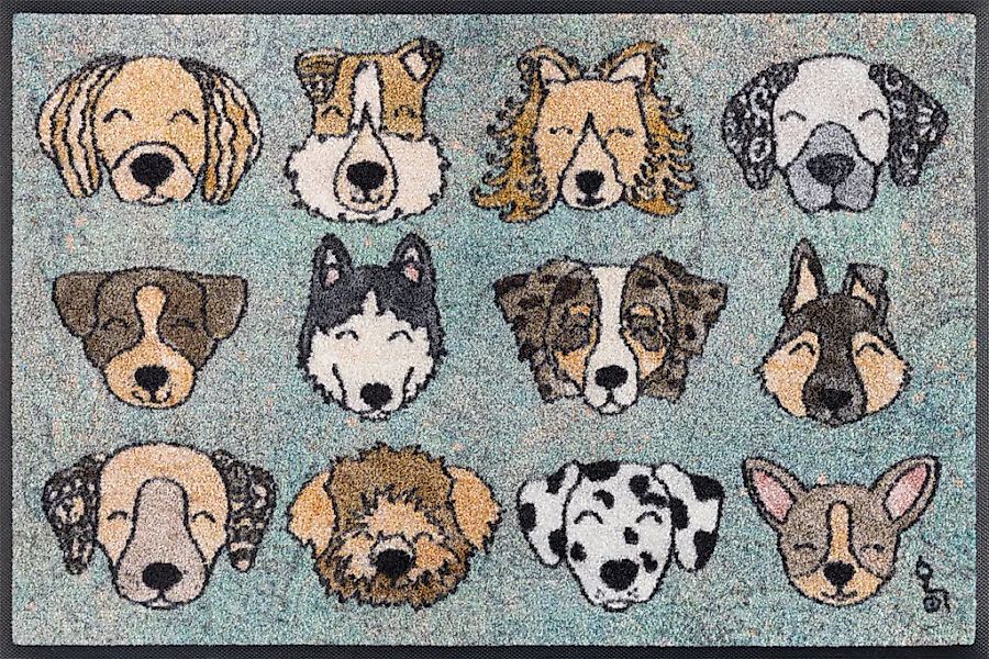 wash+dry by Kleen-Tex Fußmatte "Glückshunde" rechteckig 7 mm Höhe günstig online kaufen